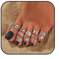 IQIC Gold Toe Rings Set for Women Adjustable Band Toe Rings Non Tarnish Heart Stars Toe Ring Waterproof Butterfly RhinestoneBoho Summer Beach Toe Jewelry