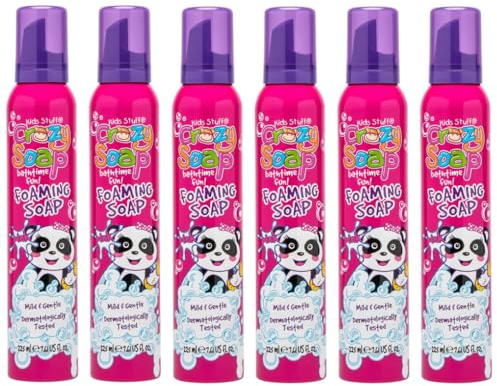 (6 pk) Crazy Soap Foaming Soap 225ml - Pink - This Mild And Gentle Crazy Foam Is Perfect For Kids Bathtime - Dermatologically Tested