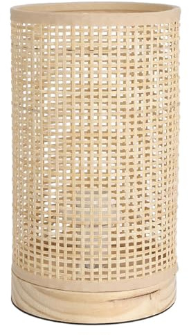 Well Home Lampara de mesa con pantalla de bambú Ø13x23cm