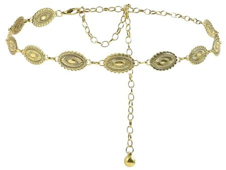 Bauchkette Silber Damen - Kettengürtel Taillenkette für Dirndl Kleider Party - Verstellbarer Metall Accessoires Chain Belt