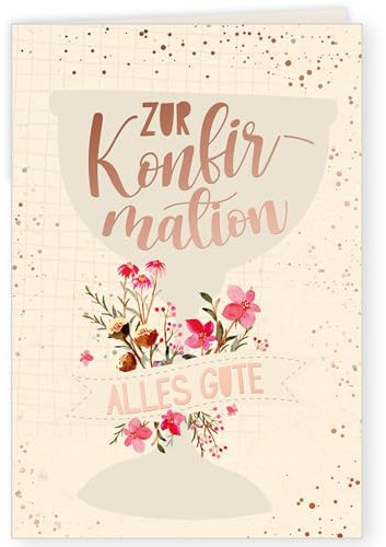 GreenLine Glückwunschkarte zur Konfirmation | 1 Stück mit Umschlag | Handmade Konfirmationskarte, Klappkarte mit Spruch, innen blanke | Recycling aus 100% baumfreien Zuckerrohrpapier