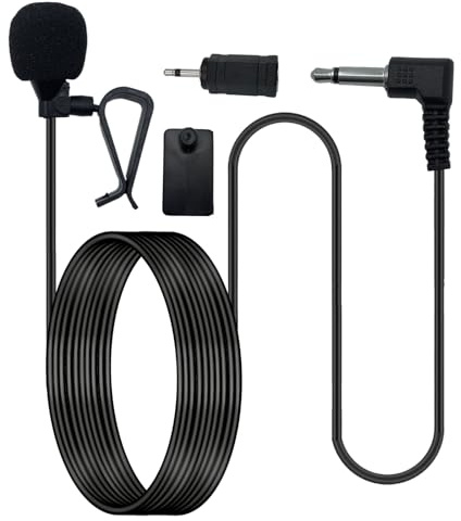 SPTSSWET Microphone de Voiture 3.5mm avec Adaptateur 2.5mm Compatible avec JVC pour Kenwood pour Alpine pour Pioneer pour Jensen pour Boss Micro Externe Stéréo GPS DVD Câble 3M
