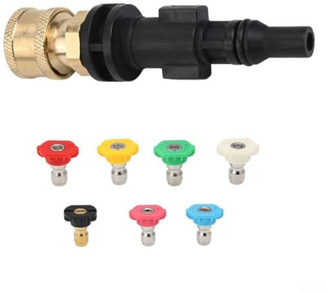 Högtryckstvätt snabbkontakt, 1/4 tum adapter med 7 munstycken för LAVOR, för Sterwin, 3 500 PSI biltryckstvätt tillbehör
