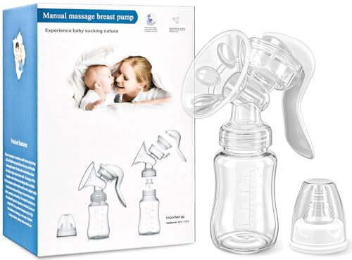 Handmilchpumpe 150ml Manuelle Milchpumpe BPA-Frei Manuelle Stillpumpe Muttermilchauffänger mit Easy-Express Griff
