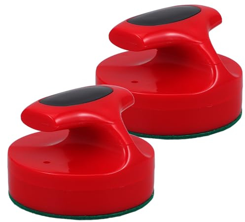 STOBAZA Lot de 2 Pousseurs de Hockey sur Air 94Mm Rouges avec Base en Feutre Vert Accessoires de Hockey sur Table Réutilisables pour Loisirs et Jeu Familial