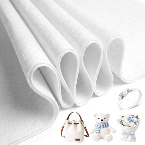 Hopton 90 x 90cm Felt Fabric Sheets, Soft White Felt | White Fabric, Thick Felt Sheets for DIY Craft, Sewing Projects, Decoration and Patchwork