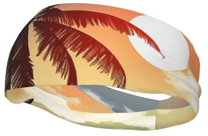 Bandeau de sport en forme de palmier sur la plage pour homme et femme - Extensible et antidérapant - Pour cyclisme, randonnée, yoga, hockey sur glace