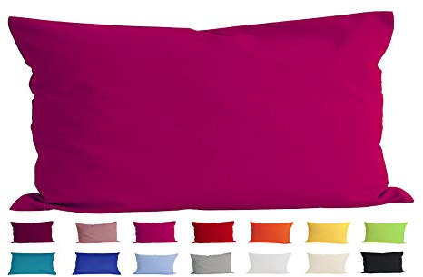 beties Basic Kissenbezug ca. 40x80 cm Kissenhülle 100% Baumwolle in vielen fröhlichen Uni-Farben (pink)