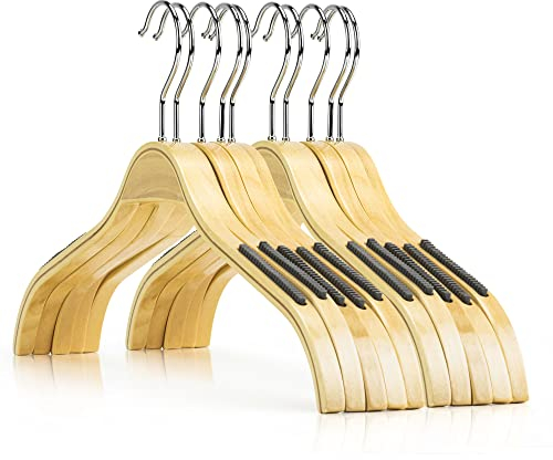 Hangerworld 10 Stylisch Laminierte Holz Kleiderbügel 42,5cm Beige Anti-Rutsch Gummibeschichtung