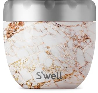 S'well Gold S’Well Calacatta Eats 2-in-1 Food Bowl, Stainless Steel