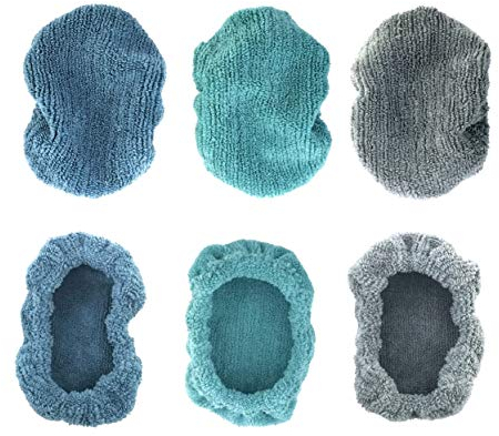 Polyte - 6 Housses en Microfibres - Recharge pour raclette Pare-Brise - ne Peluche Pas - Bleu/Gris/Bleu-Canard - 15 x 10 cm