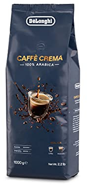 De'Longhi DLSC618 Caffè in grani 100% Arabica CAFFE’ CREMA per Macchine da Caffè, 1kg, Made in Italy, Tostatura chiara,Aroma intenso, Origine Brasile, India, Etiopia