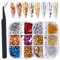 GZMAYUEN Blattgold Nailart Nagel Pailletten Glitter Goldfolie 2 Boxen Nail Gold Folien Goldene Alufolie Glitzer Flocken für Nägel Deko
