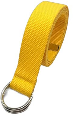 XYFCJK 3 Stück Gürtel Mit Doppelter D-Ring-Schnalle - 3,2 cm Breites Leinengewebe Herren Damen Jeans Dekorativer Dünner Bund, Einfarbiger Mode-Street-Style-Militär-Stoffgürtel,Gelb,120Cm(47.2Inch)