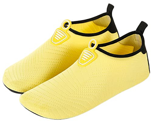 AUXDIQ Zapatos de Agua Al Aire Libre Secado Rápido Hombre Mujer Aqua Zapatos para Buceo en Playa Snorkeling Surf Amarillo 39/40 EU