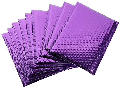 HAPINARY Lot de 10 Enveloppes à Bulles Auto-adhésives Épaisses 18x23 Cm en Film Aluminium Violet Rembourrées pour Emballage Sécurisé D’objets Fragiles, Courrier Professionnel et Expédition