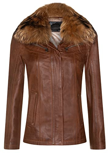 Infinity Leather Giacca da Motociclista in Pelle Nappa Abbronzatura Agnello Parker da Donna 4XL
