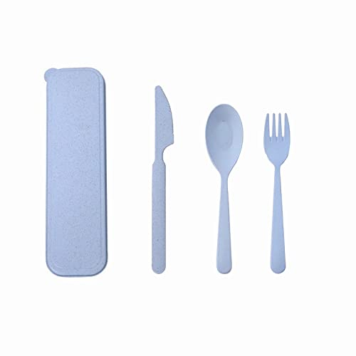 Set di Posate da Viaggio con Custodia Set di Posate da Campeggio Set di Posate in Plastica Riutilizzabili Forchette Cucchiaio, Posate Portatili per Viaggi, Picnic, Campeggio o Uso Quotidiano