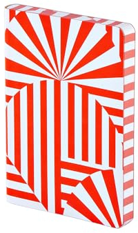 Nuuna Notizbuch A6 | Graphic S - Fancy Fans | 2,5 mm Punktraster | 176 nummerierte Seiten | 120 g Premium-Papier | Leder weiß | nachhaltig produziert in Deutschland