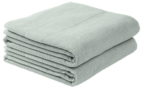 Schiesser Duschtuchset Turin | Frottier | 2-teilig | Reiskornoptik | 100% Baumwolle | flauschig, saugstark, farbecht | Oeko-Tex® Made in Green Zertifiziert | Kordelaufhänger | 70x140cm | Hellpetrol