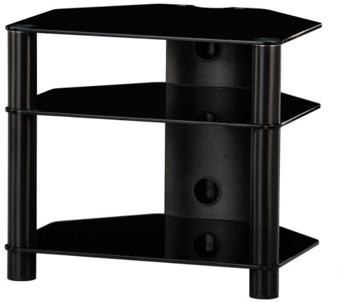 RO&CO - Meuble HiFi à 3 étagères. Verre et châssis de couleur noire - Réf. 2130-RN