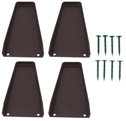 Bloc d'éclaboussure de Bec de Descente 4 pièces, rallonge de Bec de Descente Fixe, gouttière de Descente, inverseur de Fixation, Plateaux de Drainage pour Structure de (Brun)