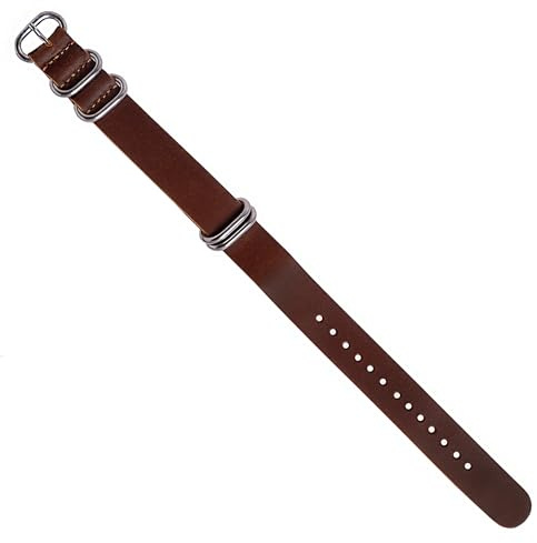 Dcasmo group Correa Reloj de Cuero tipo Nato Militar para Hombre New Stock Vintage - Pulsera Original Racing Rally Diver - Strap Bracelet Estilo Retro Tradicional (20 MM, MARRON TABACO)