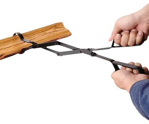 XIAOXIAOYU Kaminzange, Holzgreifer, Holzgreifer für Feuerstelle,Lagerfeuer-Feuerstellenzange - Rostbeständiges, robustes, holzbefeuertes Ofenwerkzeug für Lagerfeuer-Feuerstelle, Außen- und