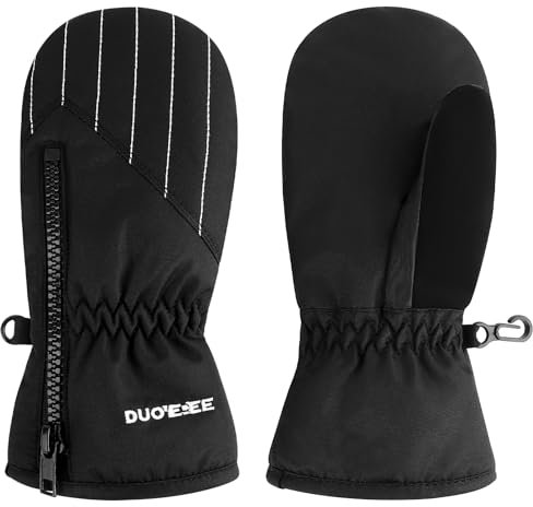 Hpegny Wasserdichte Winter-Schneehandschuhe für Kleinkinder, Ski-Fäustlinge mit Reißverschluss für Babys, Jungen und Mädchen (2–4 Jahre)