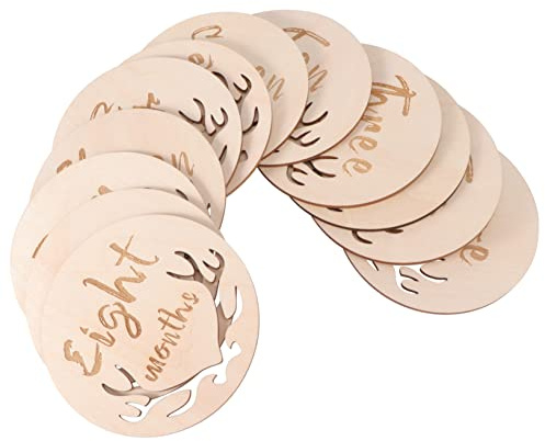 DIYEAH 12pièces Lot de Cartes Bois pour Étapes de Croissance Mensuelles Accessoire Photo pour Anniversaires