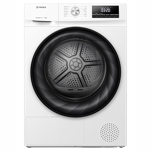 Teknix TKHP8HW 60cm Freestanding 8kg Heatpump Front Load Tumble Dryer - AI Sensor Dry - Allergy Care - White - A++ Rated