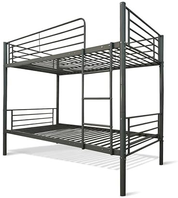 Home Heavenly® Litera Metálica Finy – Estructura para Dos Camas de 90x190 cm – con Baranda de Seguridad y Escalera Frontal – Diseño Compacto y Resistente – Acabado Pintura electroestática, Color Gris