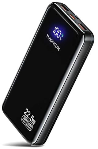 TUXINSUN Batterie Externe 20000mAh Power Bank 22.5W PD3.0 QC4.0 Charge Rapide, Plein Écran LCD USB C Entrée & Sortie Compatible avec iPhone 16 15 Pro Max Samsung iPad