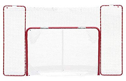 EZGoal Hockey Folding Pro Goal with Backstop and Targets, 2-Inch, Red/White