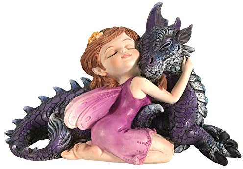 Nemesis Now U5072R0 Companion Figurine de fée câline et Dragon Violet câlinant en polyrésine Taille Unique