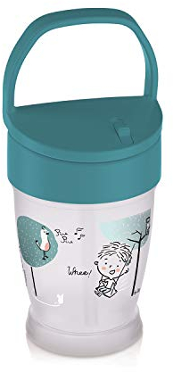 LOVI Auslaufsicherer Trinkbecher mit weichem Silikon-Strohhalm für Kinder, 12+ Monate, Drehdeckel mit weichem Strohhalm, auslaufsicher, BPA-frei, 250 ml, Grün