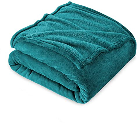 FARFALLAROSSA Coperta Plaid Pile, Coperta Letto Singolo/Matrimoniale 160 x 210 cm Flanella, Coperta Divano Grande Caldo Morbida - Blu Verde
