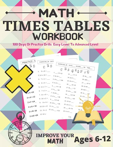 Improve Your Math - Math Times Tables Workbook | 100 Days Of Practice Drills | Easy Level To Advanced Level | Ages 6-12: Digits 1-15 Math ... With Solution And Practice 1-15 Table