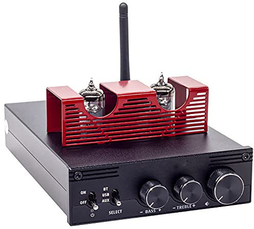 RSGK Amplificatore a Valvole HiFi Bluetooth 5.0, APTX-LL 160W*2, 24Bit / 192KHz, con 4 Valvole a Vuoto, Ingresso USB, Fibra/coassiale, Uscita Subwoofer