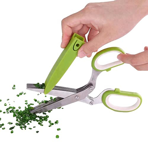 Vendeur britannique | Ciseaux à herbes à 5 lames | Ciseaux à herbes en acier inoxydable | Prise en main confortable et peigne de nettoyage inclus