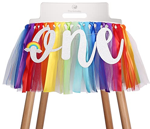 Regenbogen Hochstuhl Banner Dekoration für Baby - Party Thema Pull Flagge, Hochstuhl Stoffgirlande, EIN erster Geburtstag Banner, Foto Requisiten, Handgefertigt