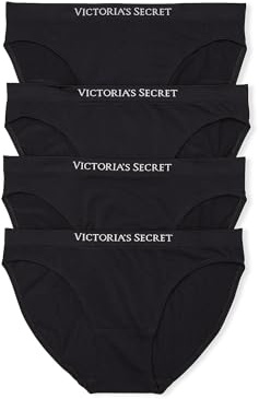 Victoria's Secret Seamless Bikini Panty Pack, Underwear for Women, 4 Pack, Black (XL)