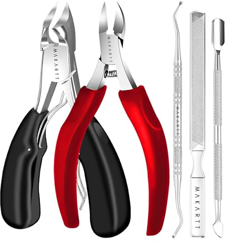 Makartt Toenail Clippers, 5-in-1 Stainless Steel Nail Clipper Set for Thick or Ingrown Toenails, Professional Removal Kit for Men, Women & Seniors