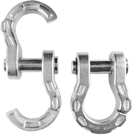 CONJUNTO 2X Husar Winch Grillete Dividido 5T | De carga 5000 kg, Construcción de Acero Extra Fuerte, Uso versátil, Conexiones Para Cinturones, Cuerdas, Cadenas y Aplicaciones Todoterreno + ALICATES