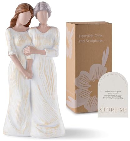 Storieme Mum Daughter Figurine Gifts for Mothers Day Birthday | 7.7 Hand-painted Resin Sculpture with Gift-ready Box, Christmas Keepsake Present for Mum from Daughter