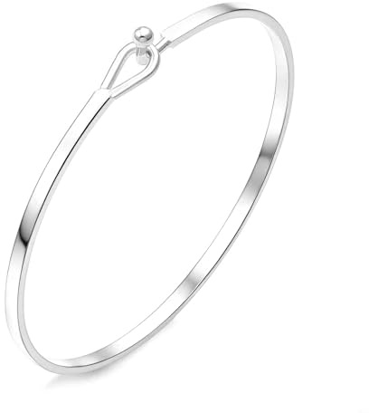 Dainty Silver Bar Bracelet for Women Simple Delicate Thin Cuff Bangle Hook Bracelet Handmade Minimalist Jewelry