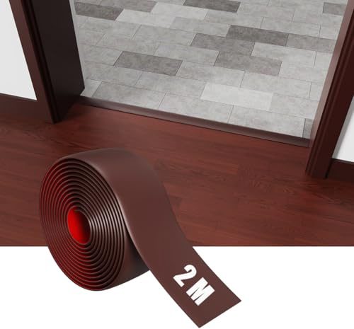 Perfil de transición engrosado, tira de separación autoadhesiva para unir huecos en el suelo, transición de umbral de alfombra, suelo de baldosas (Coffee-2M)