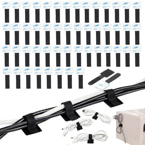 MHwan Attache Cable, 50 Pièces Organisateur de Cable Adhésif solide, Largeur Intérieure Réglable 3,5 cm, Réutilisable, Souple et Anti-Collision, peut Contenir Plusieurs Câbles en Même Temps