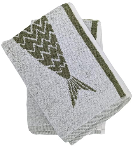 Lot de 2 torchons de cuisine éponge 50x50 cm collection MARIS vert