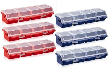 Puthernm 6 Pezzi di Scatola Organizer per con Coperchio, 4 Scomparti, Contenitore per Attrezzi, Scomparti Divisori, Contenitori per di Smistamento, Cassetta Degli Attrezzi